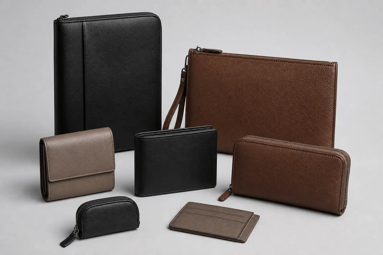 Stock di piccola pelletteria: portafogli, pochette e accessori