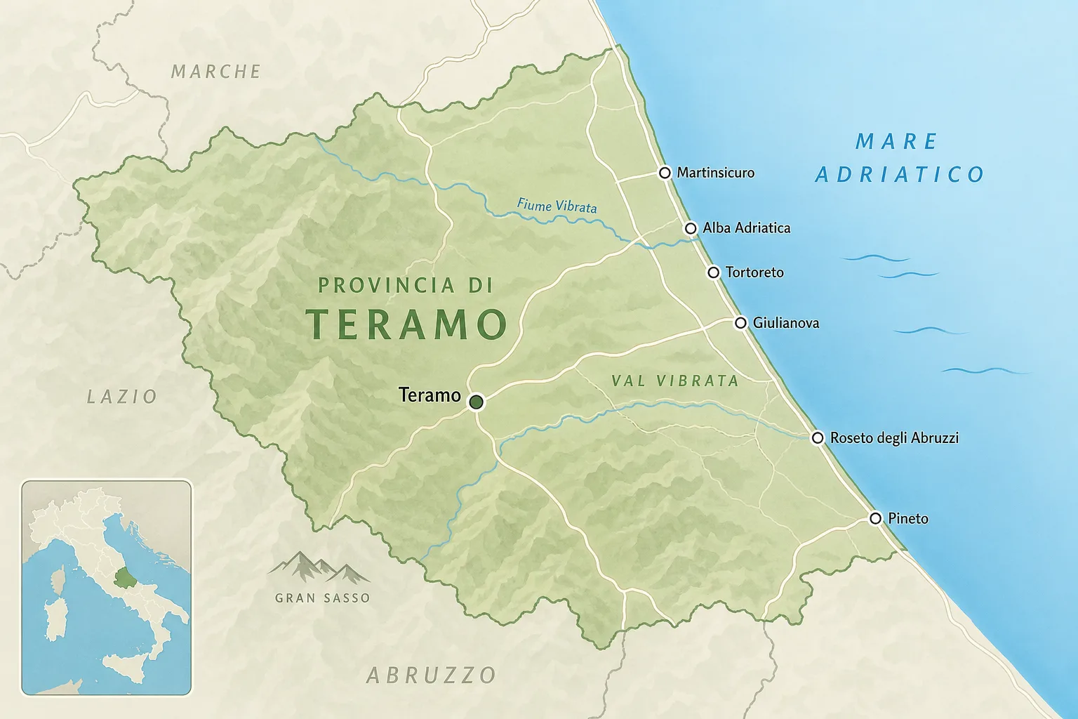 Area di copertura Teramo, Val Vibrata e costa teramana